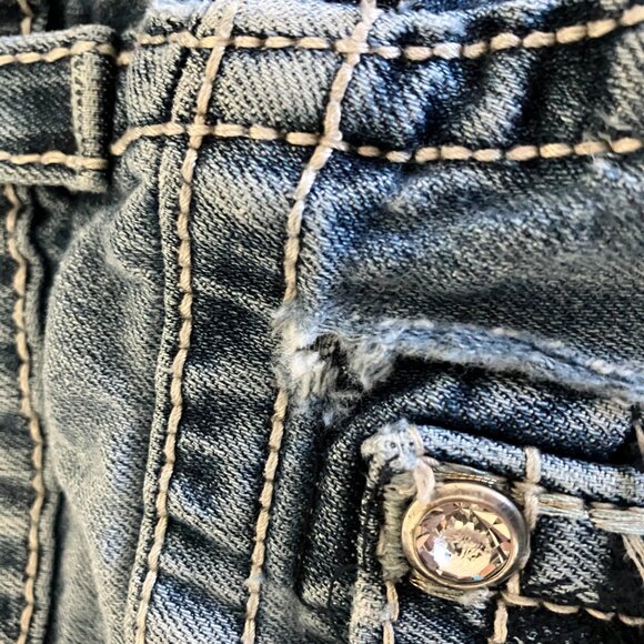 Miss Me Blue Signature Boot Jeans 31" X 32.5" Cotton Denim READ - Picture 11 of 16